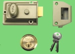 A STANDARD RIM LATCH.