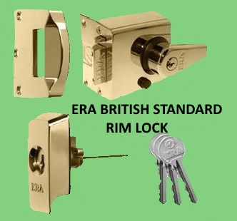 THE ERA BRITISH STANDARD RIM LOCK, A LOCK WICH IS BRITISH STANDARD AND PASSES INSURANCE REQUIREMENTS