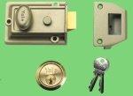 A STANDARD RIM LATCH.