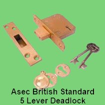 A FIVE LEVER BRITISH STANDARD DEAD LOCK